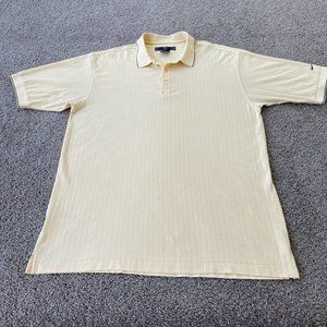 Nike Golf Polo Shirt Mens Large Dri Fit Yellow Collar Casual Performance Texture